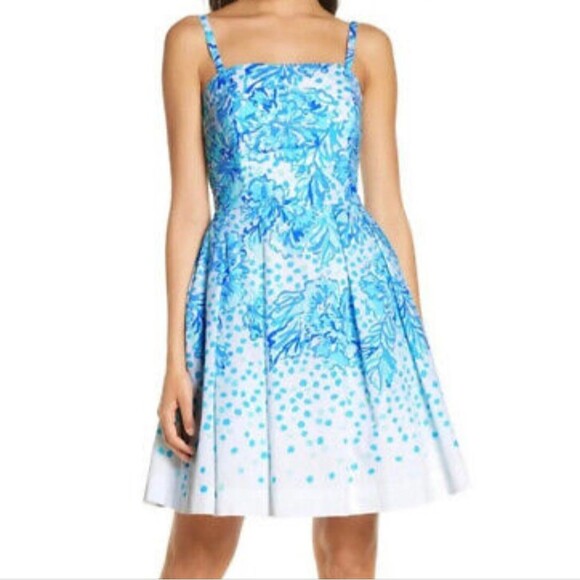 Lilly Pulitzer NWT Kenzie dress in resort white & blues, strapless option 4 - Picture 3 of 14